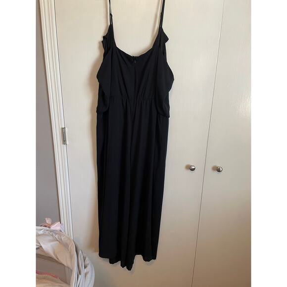 Kate & Mallory sleeveless ruffled jumpsuit black zip elastic waist wide leg 2X - Picture 2 of 8